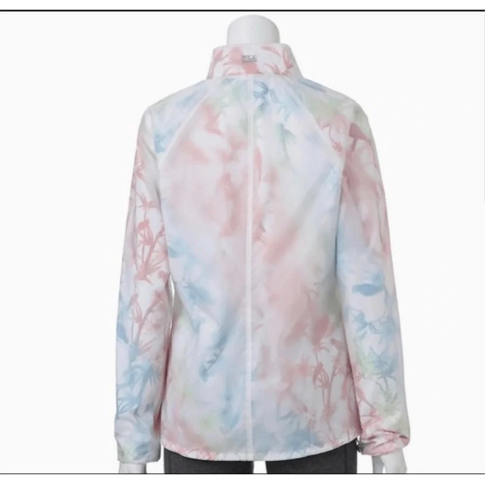 Fila Sport Windbreaker Jacket Zip Lightweight Tie Dye Pastel S Athleisure